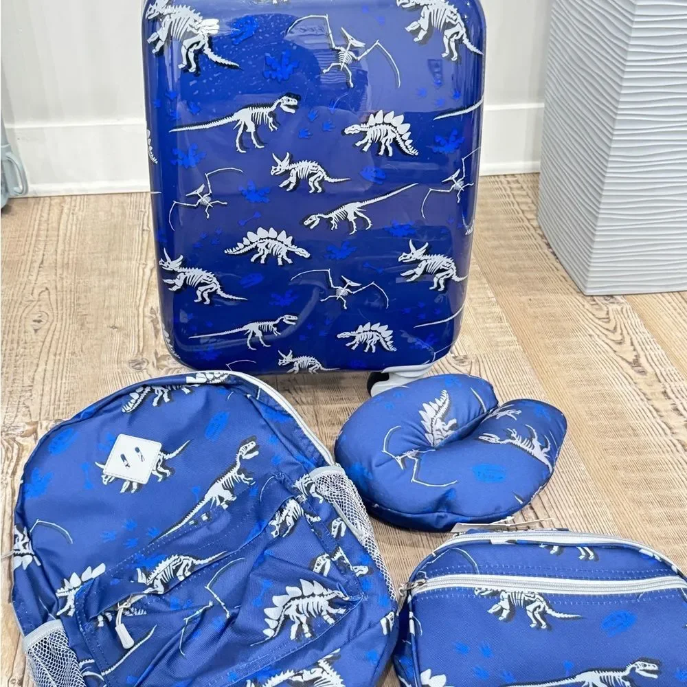 Travelers Club Kid's 4-PCs Carry-On Luggage, Backpack, Lunch Bag, Neck Pillow